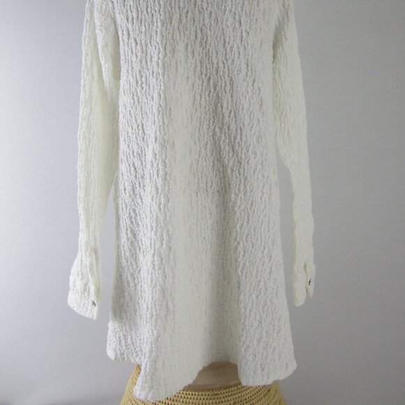 Habitat Womens Large Ivory White LS Cotton Blend Button Shirt Relaxed Stretchy - Picture 7 of 13